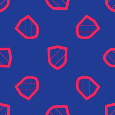 Kırmızı Kalkan simgesi mavi arkaplanda izole edilmiş. Gardiyan. Güvenlik, güvenlik, koruma, gizlilik kavramı. Vektör.