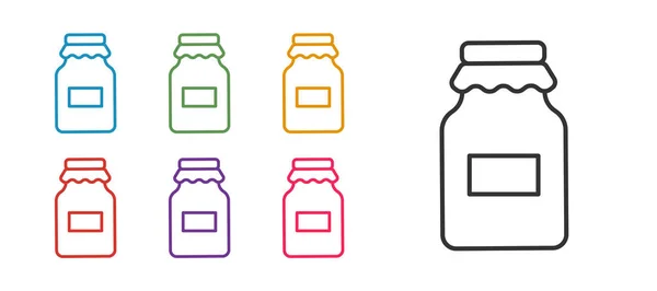 Set Line Jar Honey Icon Isolated White Background Food Bank — Stock Vector