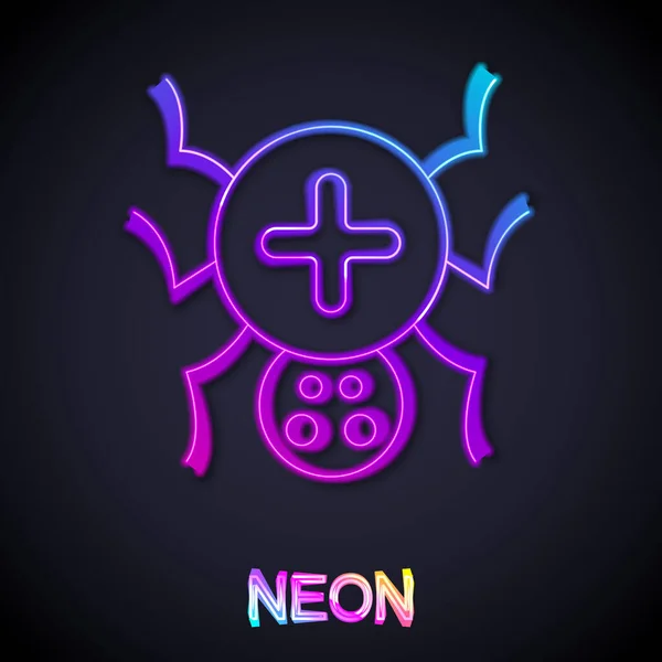 Leuchtendes Neon Line Spider Symbol Isoliert Auf Schwarzem Hintergrund Frohe — Stockvektor