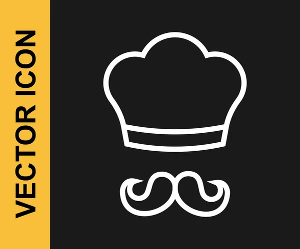 Línea Blanca Icono Cocinero Italiano Aislado Sobre Fondo Negro Vector — Vector de stock