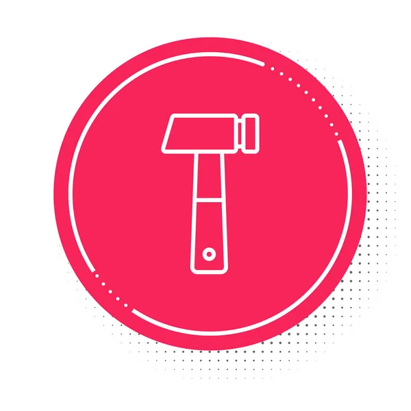 White Line Hammer Icon Isolated White Background Tool Repair Red — Stock vektor