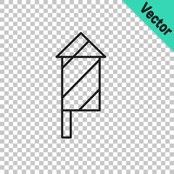 Schwarze Linie Feuerwerksrakete Symbol Isoliert Auf Transparentem Hintergrund Konzept Der — Stockvektor