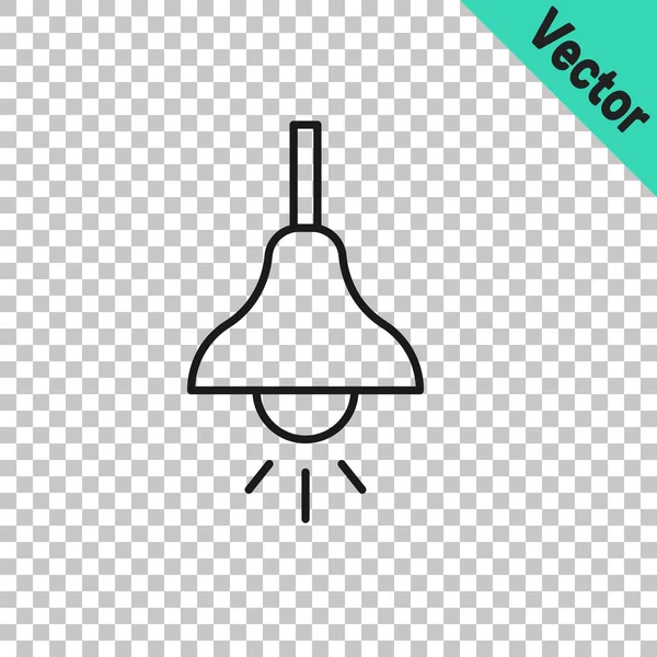 Schwarze Linie Lampe Hängende Symbol Isoliert Auf Transparentem Hintergrund Deckenlampe — Stockvektor