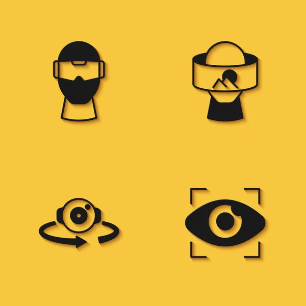 Impostare Occhiali Realtà Virtuale Grande Fratello Vista Elettronica 360 Gradi — Vettoriale Stock