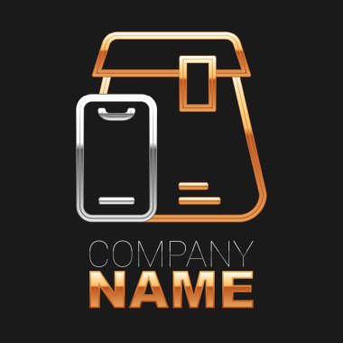 Çevrimiçi sipariş verme ve fast food dağıtım ikonu siyah arka planda izole edildi. Renkli taslak konsepti. Vektör.