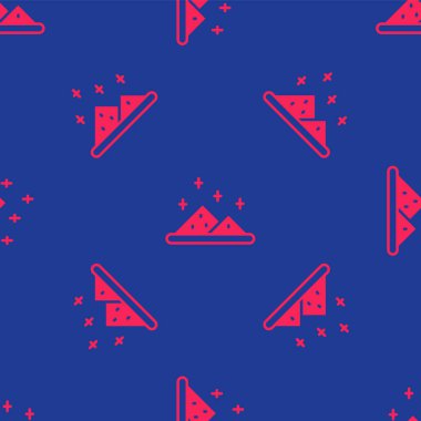 Kırmızı Sihirli toz ikonu mavi arkaplanda izole edilmiş pürüzsüz desen. Vektör.