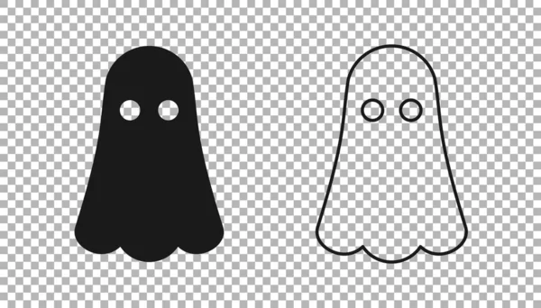 Svart Spökikon Isolerad Transparent Bakgrund Glad Halloweenfest Vektor — Stock vektor