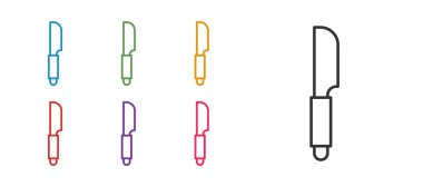 Satır çizgisi simgesi beyaz arkaplanda izole edildi. Çatal bıçak sembolü. Simgeleri renklendirin. Vektör.