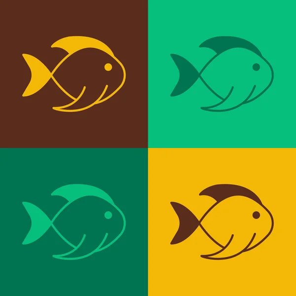 Pop Art Icono Pescado Aislado Sobre Fondo Color Vector — Vector de stock