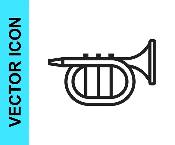 Black Line Trumpet Icon Isolated White Background Musical Instrument Vector — Stock Vector