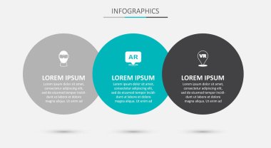 Artırılmış gerçeklik AR Sanal Gözlüklerini ayarla ve... Ticari bilgi şablonu. Vektör.