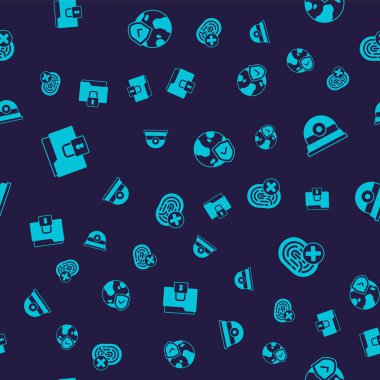 Dizini ayarla ve güvenlik kamerası kalkanını dünya küresi ile kilitle ve pürüzsüz desen üzerinde iptal edilmiş parmak izi. Vektör.