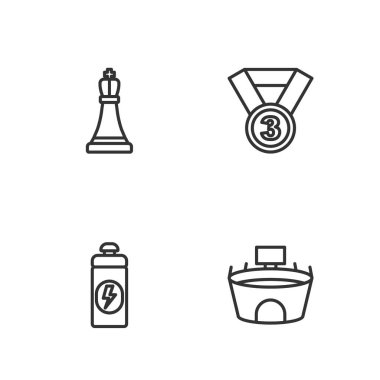 Stadyum Spor Sallaması Satranç ve Madalya ikonu. Vektör.