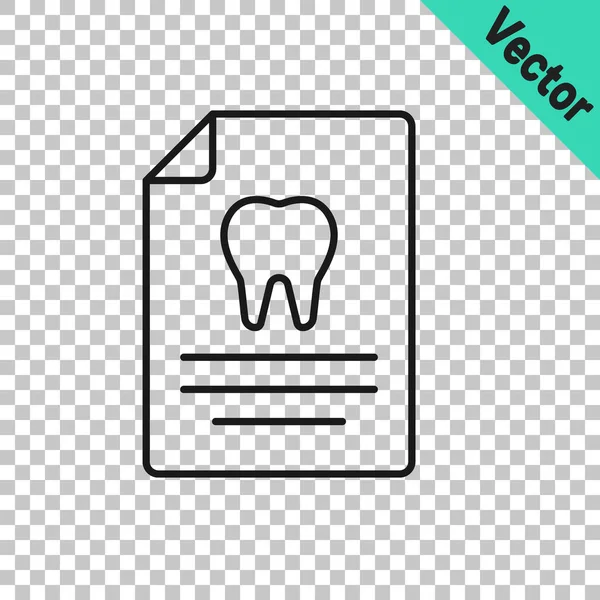 Linha Preta Clipboard Com Cartão Dental Paciente Ícone Registros Médicos — Vetor de Stock