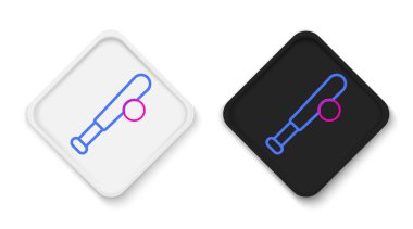 Beyzbol sopası ve beyaz arka planda top ikonu var. Renkli taslak konsepti. Vektör.