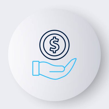 Beyaz arkaplanda kalkan simgesi olan çizgi parası izole edildi. Sigorta konsepti. Güvenlik, güvenlik, koruma, konsept koruma. Renkli taslak konsepti. Vektör.