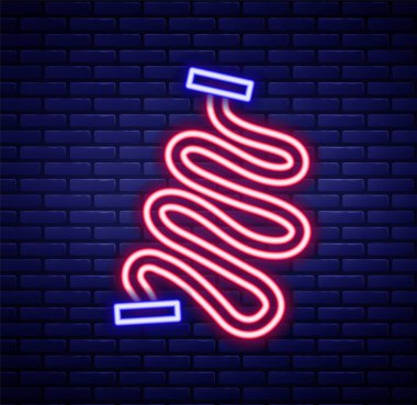 Parlayan neon hattı yarış pisti ikonu tuğla duvar arka planında izole edildi. Renkli taslak konsepti. Vektör.