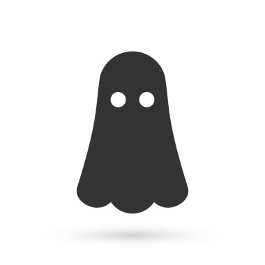 Gri Hayalet simgesi beyaz arkaplanda izole edildi. Mutlu Cadılar Bayramı Partisi. Vektör.