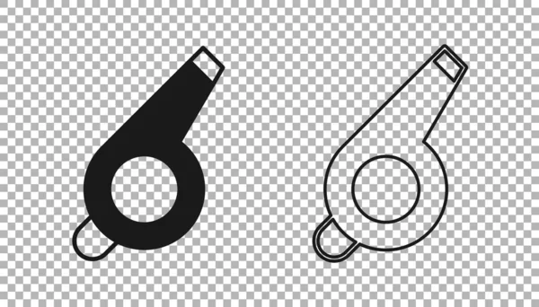 Icône Sifflet Noir Isolé Sur Fond Transparent Symbole Arbitre Panneau — Image vectorielle
