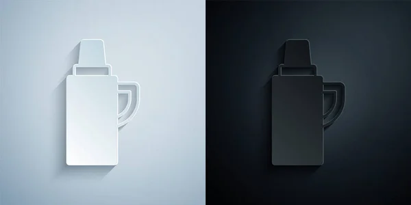 Corte Papel Icono Del Contenedor Thermos Aislado Sobre Fondo Gris — Vector de stock