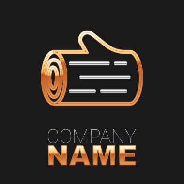 Ahşap çizgi günlük simgesi siyah arkaplanda izole edildi. Yakacak odun yığını. Renkli taslak konsepti. Vektör.