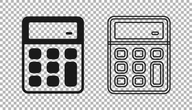 Siyah Hesap Makinesi simgesi şeffaf arkaplanda izole edildi. Muhasebe sembolü. İş hesaplamaları matematik eğitimi ve finans. Vektör.