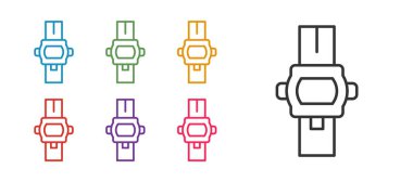 Beyaz arkaplanda bilek saat simgesini ayır. Kol saati simgesi. Simgeleri renklendirin. Vektör.