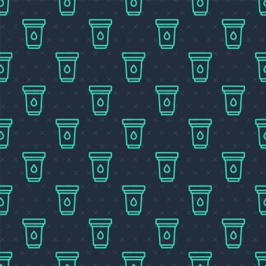 Yeşil çizgi Su filtresi kartuş simgesi mavi arkaplanda izole edilmiş kusursuz desen. Vektör.