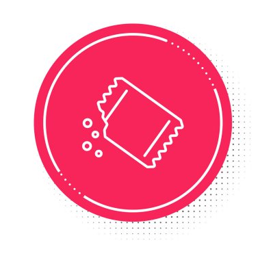 Beyaz arkaplanda izole edilmiş beyaz çizgi karabiber ikonu. Kırmızı daire düğmesi. Vektör.