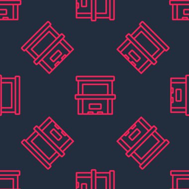 Kırmızı çizgi ikonu, siyah arkaplanda kusursuz desen izole etti. Müzik aleti. Vektör.