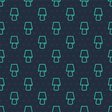 Yeşil çizgi masa lambası ikonu mavi arkaplanda izole edilmiş pürüzsüz desen. Gece lambası. Vektör.