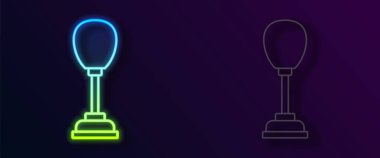 Parlayan neon hattı Kum Torbası simgesi siyah arkaplanda izole edildi. Vektör.