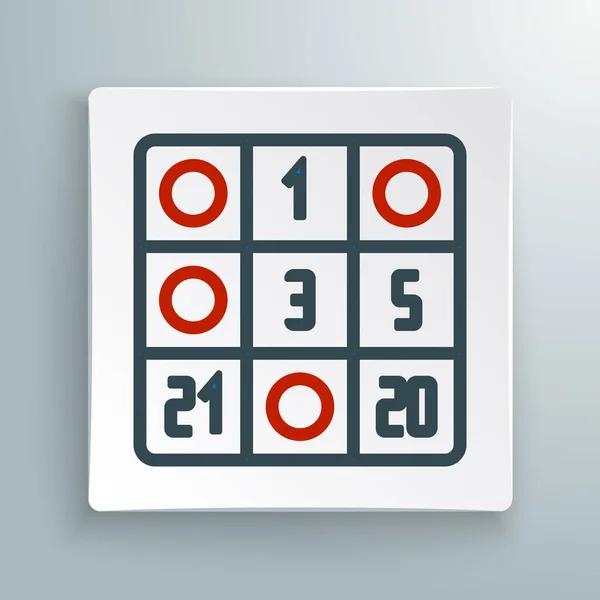 Line Bingo Karte Mit Glückszahlen Symbol Isoliert Auf Weißem Hintergrund — Stockvektor