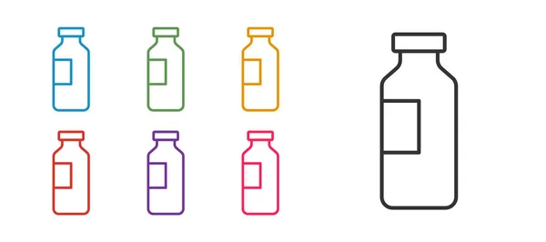 Set Line Flasche Wasser Symbol Isoliert Auf Weißem Hintergrund Soda — Stockvektor