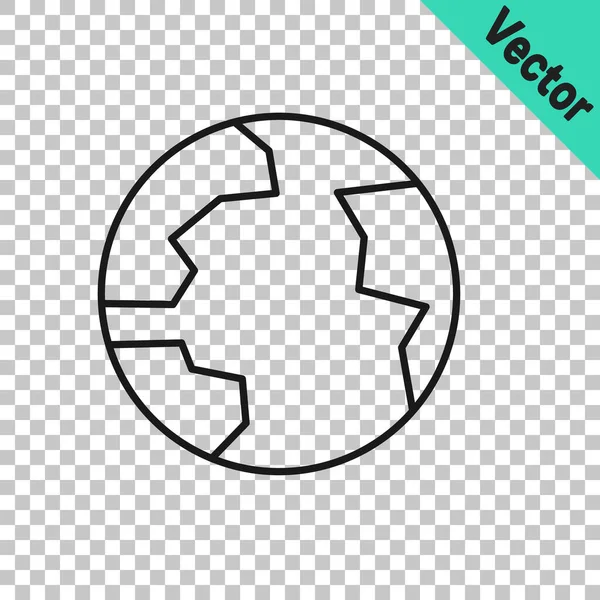 Black Line Worldwide Icon Isolated Transparent Background Pin Globe Vector — Stock Vector
