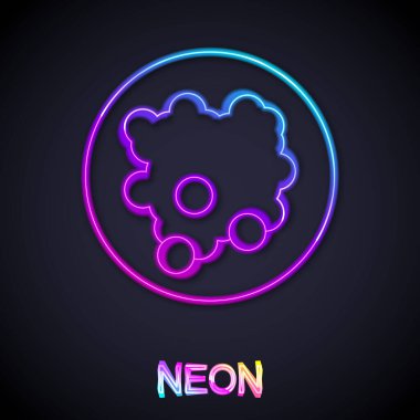 Siyah arka planda izole edilmiş bir kase ikonunda parlayan neon çizgisi Rice. Geleneksel Asya yemekleri. Vektör.