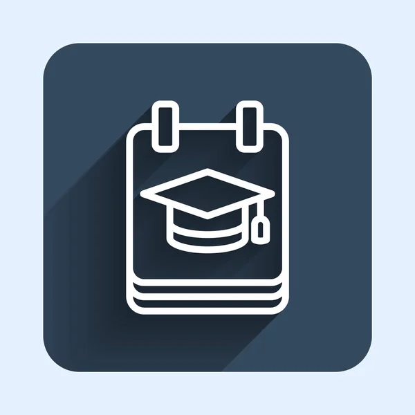 Ligne Blanche Icône Éducation Graduation Ligne Isolée Avec Fond Ombre — Image vectorielle