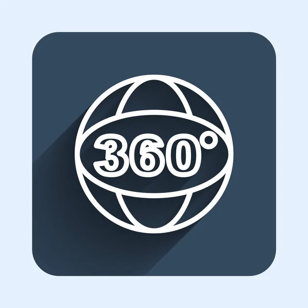 Icono Vista 360 Grados Línea Blanca Aislado Con Fondo Sombra — Vector de stock