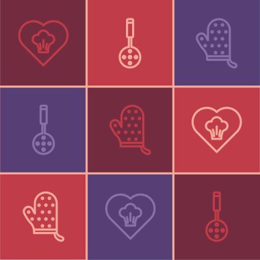 Şef şapkası fırın eldiveni ve Spatula ikonu. Vektör.