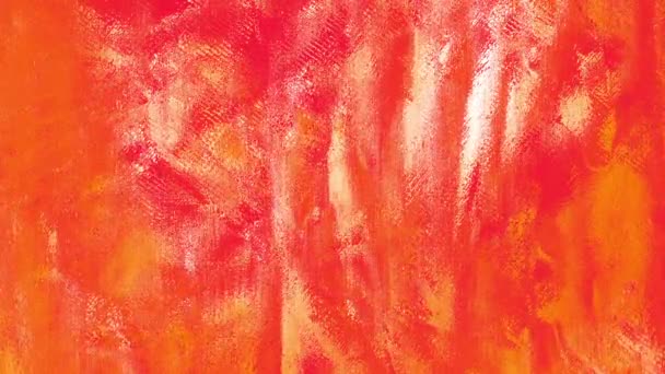 Переміщення помаранчевої акрилової фарби на ефект полотна . — стокове відео