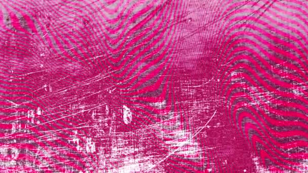 Fondo de rayas onduladas rosadas con textura de arañazos blancos angustiados. — Vídeos de Stock
