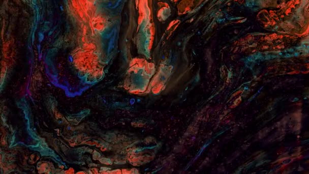 Multicolored abstract ink swirls and dark particles. — Video Stock