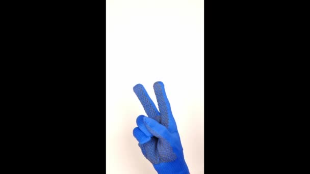 Χειρονομίες Νίκη Χειρονομία Λευκό Φόντο Ελεύθερος Χώρος Αντρικό Χέρι Δείχνει — Αρχείο Βίντεο