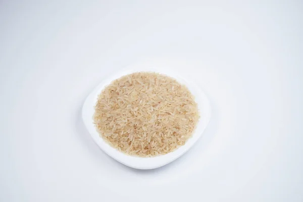 米白色背景 顶部视图 选择饭食 选择米饭做寿司 健康的谷物 健康食品 — 图库照片