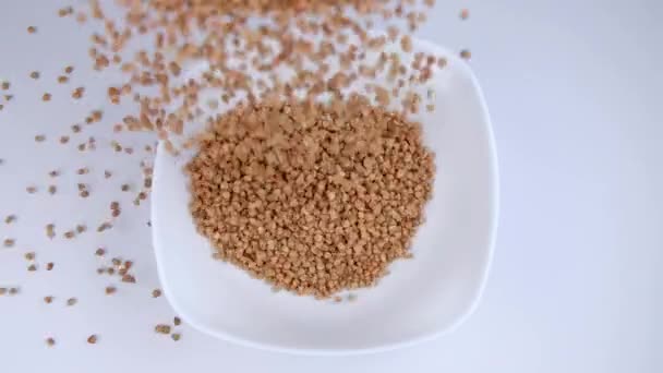 Karabuğday Tabağa Dökülür Sağlıklı Yemek — Stok video