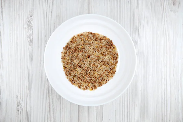 Cereals Table Buckwheat Rice Bulgur Bowl Porridge Mix — Stock Photo, Image