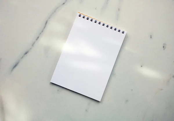 Notepad White Pages Marble Table —  Fotos de Stock