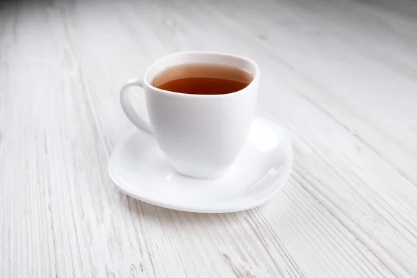 White Cup Black Tea Wooden Table Side View — Stock Photo, Image