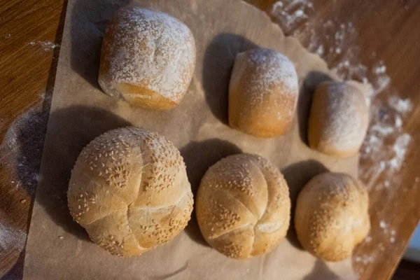 Various Buns Parchment Side View — Foto de Stock