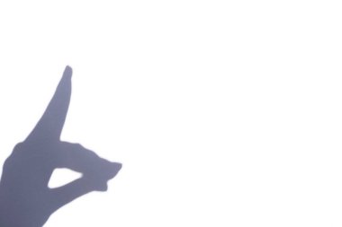 Shadow theater silhouette of a dog with fingers. dog shadow